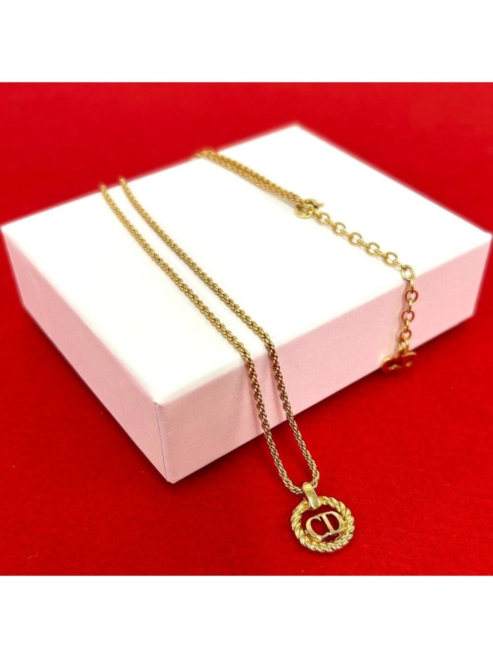 Dior Vintage CD Logo Necklace Gold